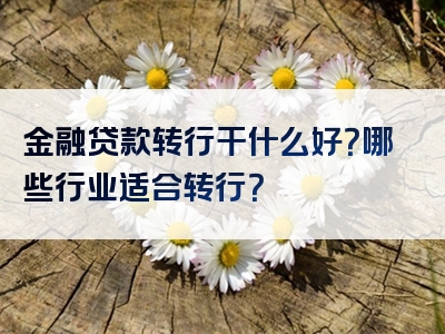 金融贷款转行干什么好？哪些行业适合转行？