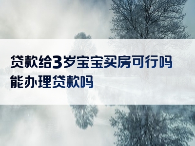 贷款给3岁宝宝买房可行吗能办理贷款吗