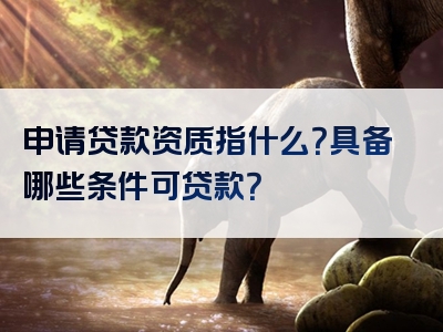 申请贷款资质指什么？具备哪些条件可贷款？