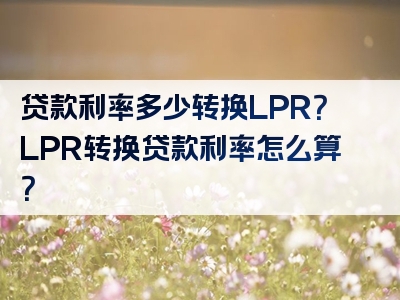 贷款利率多少转换LPR？LPR转换贷款利率怎么算？