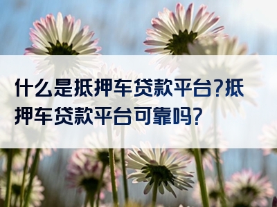 什么是抵押车贷款平台？抵押车贷款平台可靠吗？