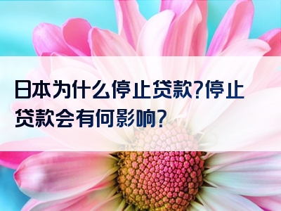 日本为什么停止贷款？停止贷款会有何影响？