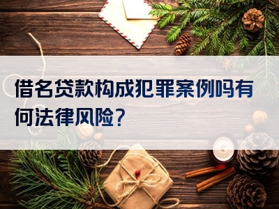 借名贷款构成犯罪案例吗有何法律风险？