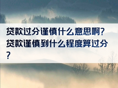 贷款过分谨慎什么意思啊？贷款谨慎到什么程度算过分？