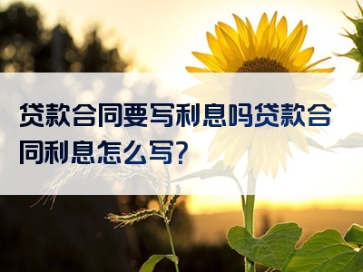 贷款合同要写利息吗贷款合同利息怎么写？