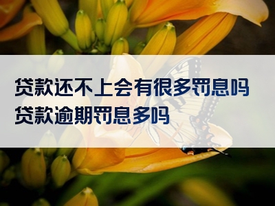 贷款还不上会有很多罚息吗贷款逾期罚息多吗