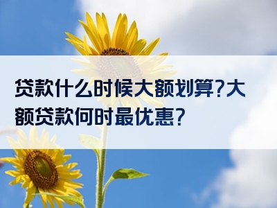 贷款什么时候大额划算？大额贷款何时最优惠？