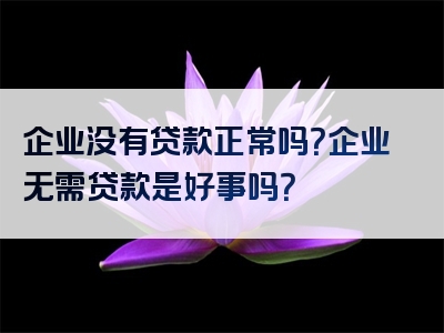 企业没有贷款正常吗？企业无需贷款是好事吗？