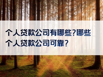 个人贷款公司有哪些？哪些个人贷款公司可靠？