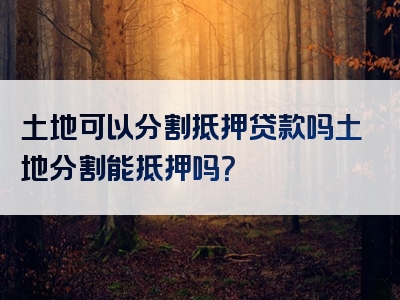 土地可以分割抵押贷款吗土地分割能抵押吗？