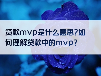 贷款mvp是什么意思？如何理解贷款中的mvp？