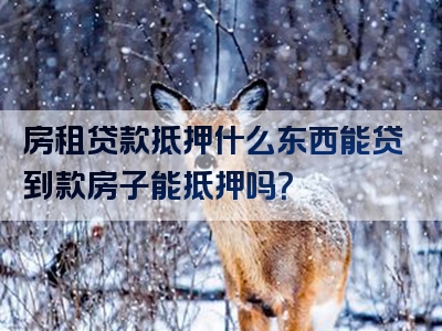 房租贷款抵押什么东西能贷到款房子能抵押吗？