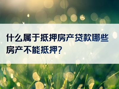 什么属于抵押房产贷款哪些房产不能抵押？