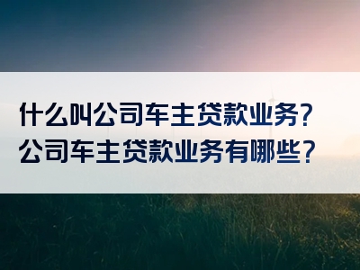 什么叫公司车主贷款业务？公司车主贷款业务有哪些？