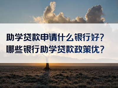 助学贷款申请什么银行好？哪些银行助学贷款政策优？