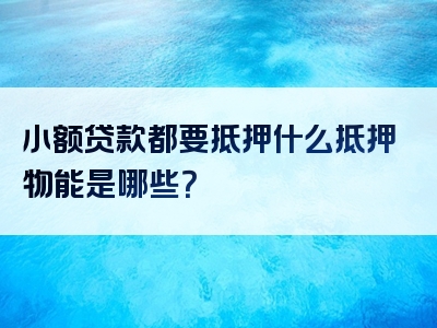 小额贷款都要抵押什么抵押物能是哪些？