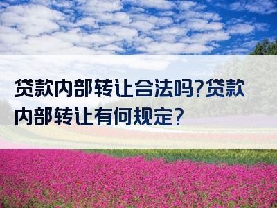 贷款内部转让合法吗？贷款内部转让有何规定？