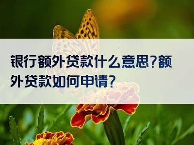 银行额外贷款什么意思？额外贷款如何申请？