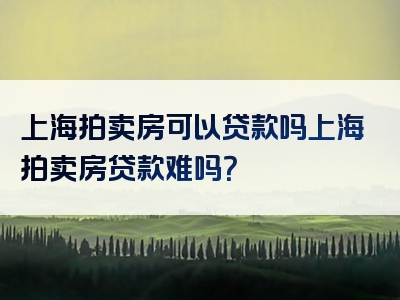 上海拍卖房可以贷款吗上海拍卖房贷款难吗？