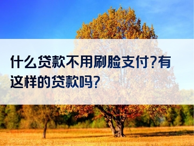 什么贷款不用刷脸支付？有这样的贷款吗？