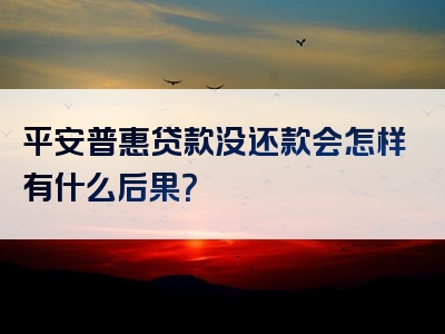 平安普惠贷款没还款会怎样有什么后果？