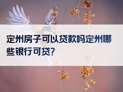 定州房子可以贷款吗定州哪些银行可贷？