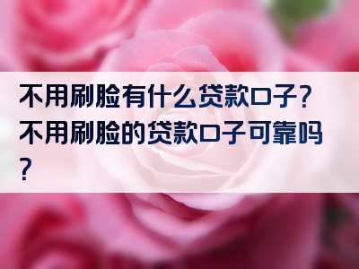 不用刷脸有什么贷款口子？不用刷脸的贷款口子可靠吗？