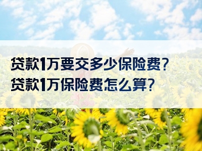 贷款1万要交多少保险费？贷款1万保险费怎么算？