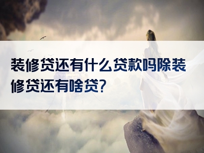 装修贷还有什么贷款吗除装修贷还有啥贷？