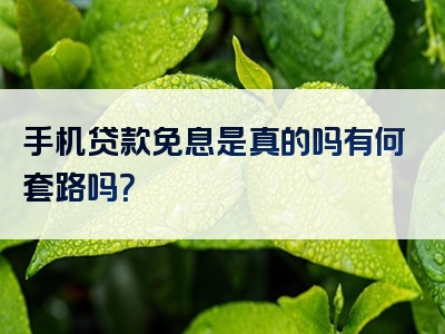 手机贷款免息是真的吗有何套路吗？