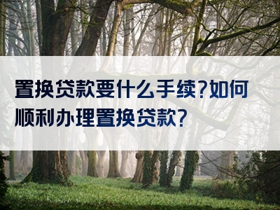 置换贷款要什么手续？如何顺利办理置换贷款？