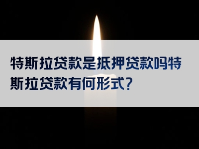 特斯拉贷款是抵押贷款吗特斯拉贷款有何形式？